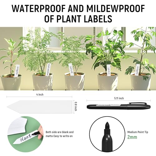 Plant Labels 1000 Pcs Yuanling for Seeding Plastic Waterproof Plant Name Tags Garden Labels Marker Garden Pots Stakes for Outdoor Potted Plants Belt Permanent Marking Pen (White) - color: White 1000pcs