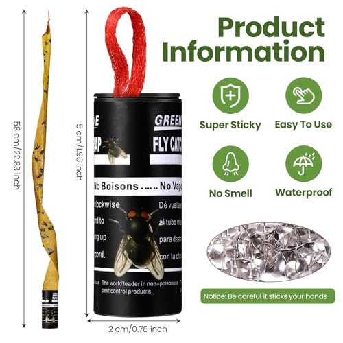 Qualirey 160 Pack Fly Strips Sticky Hanging Indoor Outdoor,Black - color: Black
