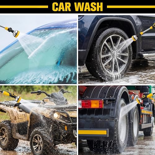 Bokon 2 Pack Garden Hose Watering Wand 18.5'' with 180° Rotating Head, 8 Adjustable Spray Patterns, Ergonomic Non-Slip Handle & Quick Connect - Watering Hanging Plants, Lawn, Garden & Car Washing