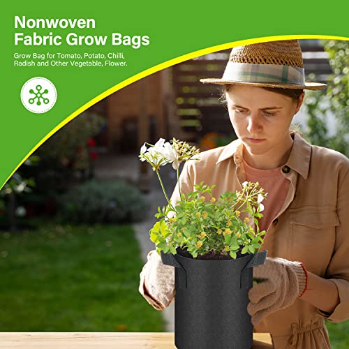 HealSmart 12-Pack 1 Gallon Nonwoven Grow Bags, Aeration Fabric Pots with Handles, Suitable for Garden Fruits, Vegetables and Flowers, Black - color: Black, 12 Pack, size: 1 Gallon