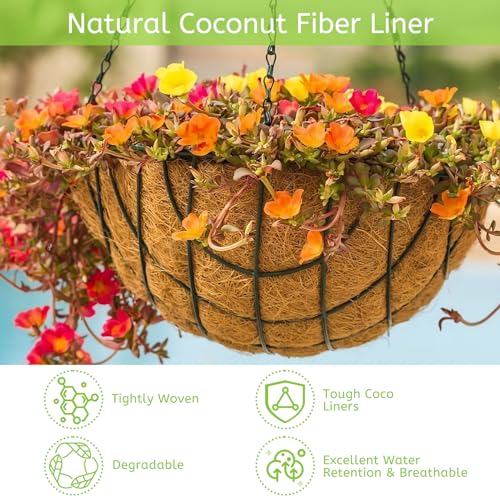 Riare 6 Pack 14 Inch Coco Liners for Planters, Round Hanging Baskets Liners - size: 14inch