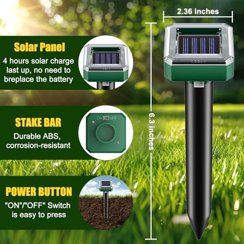 2026 Upgraded Solar Ultrasonic Mole & Snake & Skunk & Rabbit Repeller