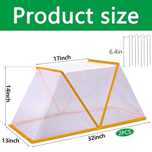 2 Pcs Garden Row Accelerator Plants Cover, 32" x 13" x 14" Foldable Raised Garden Beds Vegetable Rows Plant Protector, Plant Net Cage Guard Greenhouse Cover for Protect Vegetable Fruit from Animal - color: 2 Pcs