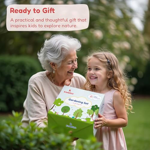 Kinderific Gardening Set, Tool Kit, for Kids, STEM, Includes Tote Bag, Spade, Watering Can, Rake, Fork, Trowel and Gloves, Egg Hunt - color: Egg Hunt