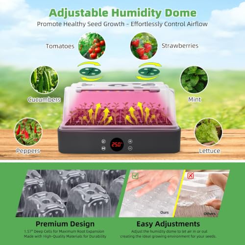 40-Cell Self-Watering Seed Starter Tray with Grow Light, 1-24H Timer, Humidity Dome, Soil pH Meter, Gloves, Seedling Tools, Indoor Kit for Plant Germination, Herbs, Vegetables, Flowers - size: 40-Premium model