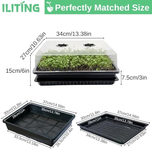 Soil Blocking Trays 5-Set 15x12inch Mesh Trays Flat Plant Tray with Humidity Domes, Nursery Supply for Microgreen, Seed Starting, Indoor Gardening, and Greenhouse - size: 5p Mesh Trays+Domes+Flat Trays