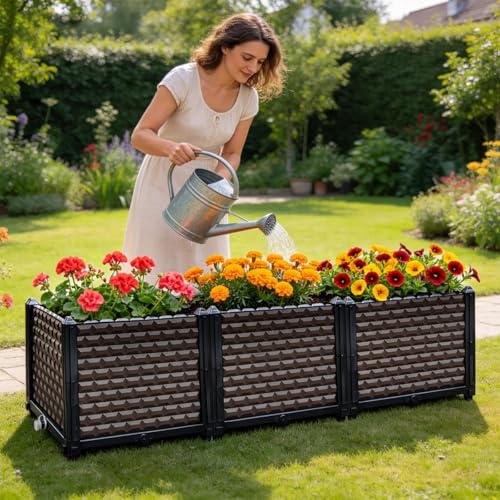 Large Planters for Outdoor Plants 14" Tall Planter Box, 47.2"L x 15.7"W - size: 47.2"(l) X 15.7"(w) X 14.2"(h)
