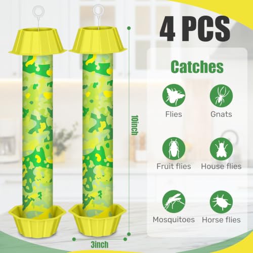 Qualirey 4 Pcs Sticky Fly Trap Fly Stick with Hook, Green Camouflage - style: Green Camouflage
