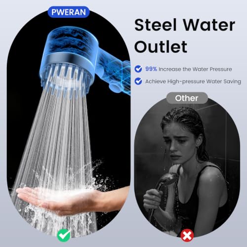 PWERAN Filtered Shower Head with Handheld,High Pressure Shower Heads Filter - color: Gray