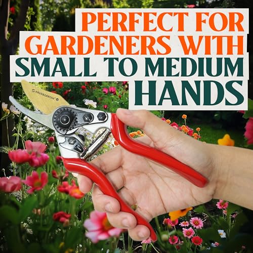 Haus & Garten PrecisionPRO 8" Titanium Pruning Shears - Heavy Duty Professional Bypass Pruner - Use As Rose Clippers, Premium Gardening Secateurs, Garden Scissors, Handheld Yard, Tree, & Plant Tool - style: PrecisionPRO