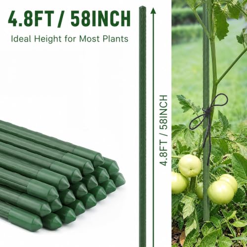 Xiny Tool Garden Stakes, 25 Pack Steel Plant Garden Tomato Stakes with Plastic Coat for Climbing Plants (25 Pack 58 Inch) - size: 58 Inch
