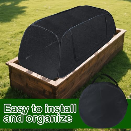 Pop Up Sun Shade for Raised Garden Bed, 47"X21"X18" Foldable Plant Shade Tent Garden Shade Tunnel 80% UV Resistant Sunblock Shades Cover Crop Cage with Bag and Stake for Outdoor Plants Heat Protection