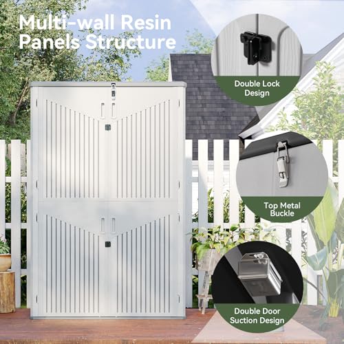 Aoxun Outdoor Storage Shed, 64 Cu.Ft Vertical Resin Sheds, White - color: White, size: 64 Cu.Ft