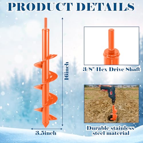 4 x 16'' Heavy Duty Auger Drill Bit for Planting, Orange - color: Orange