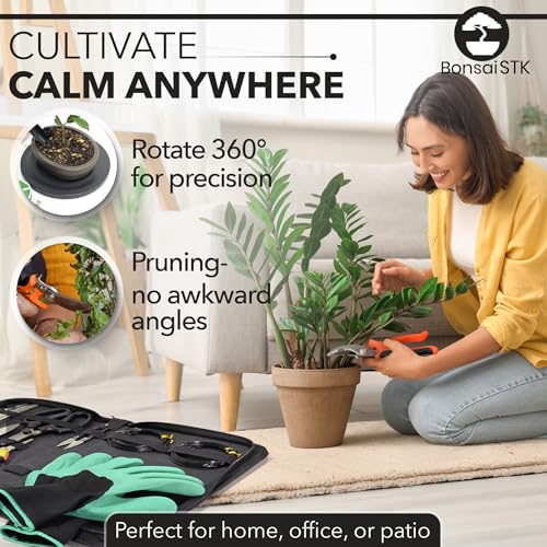 Bonsai Toolkit - Mini Garden Tools, Bonsai Wire Kit, Repotting Mat for Indoor Plants, Bonsai Tools, Succulent Tools, Bonsai Tree Kit Tools for Beginners, Bonsai Turntable, Transplanting Tool