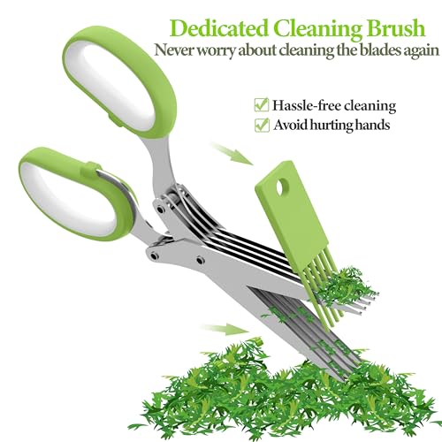 2026 Upgraded Herb Scissors, 5-Blade Kitchen Herb Shears - color: Green