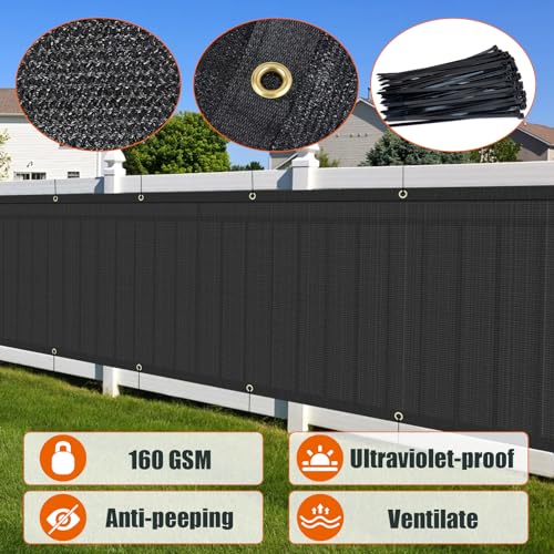 AYOHA 3' x 20' Privacy Fence Screen Fabric Mesh Shade Net Cover, Heavy Duty 160 GSM Privacy Barrier for Chain Link Fence, 90% Privacy Blockage, Excellent Airflow, Cable Zip Ties Included, Black - color: Black, size: 3x20 Feet