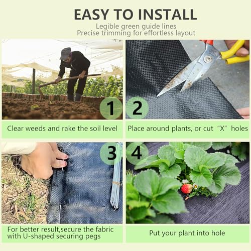 Weed Barrier Landscape Fabric Heavy Duty - 3.2oz Woven PP Geotextile Fabric for Garden Ground Cover, Weed Control Cloth Cuttable & Tear Resistant for Flower Beds, Landscaping, Driveway (3x50 ft) - size: 3 ftx50 ft