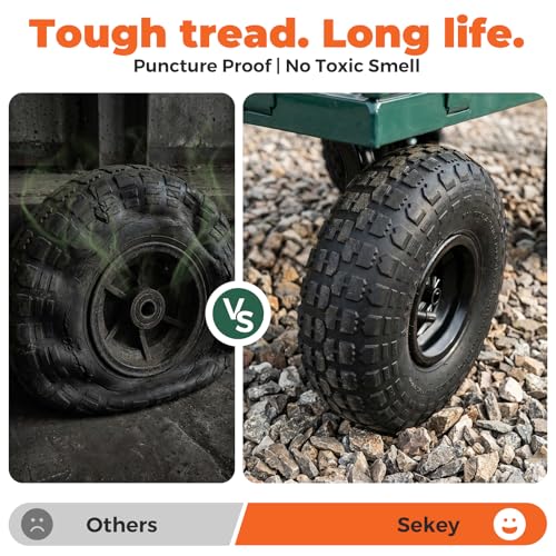 Sekey Steel Garden Cart, 1000 lb Capacity, Removable Sides, 10 in Tires - color: Green, size: 1000LBS
