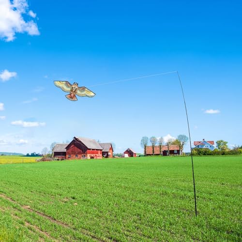 Bird Scare Flying Kite with 4m Pole Has The Effect of Scaring Birds-Owl - color: yellow