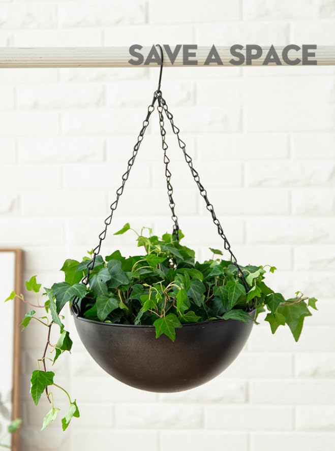 Black Metal Hanging Planters for Indoor Outdoor Plants,10" Hanging Baskets - color: Black