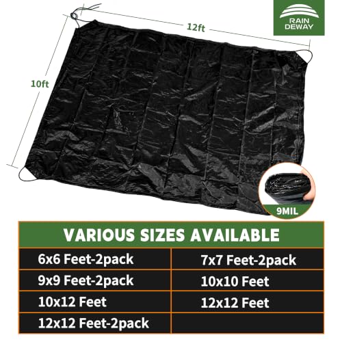 RAINDEWAY Drawstring Tarps 10x12 Feet Black Waterproof Leaf Tarp - size: 10x12 Feet(pack of 1)