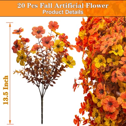Grunyia 20 Bundles Artificial Outdoors Flowers (Yellow Orange) - color: Yellow Orange