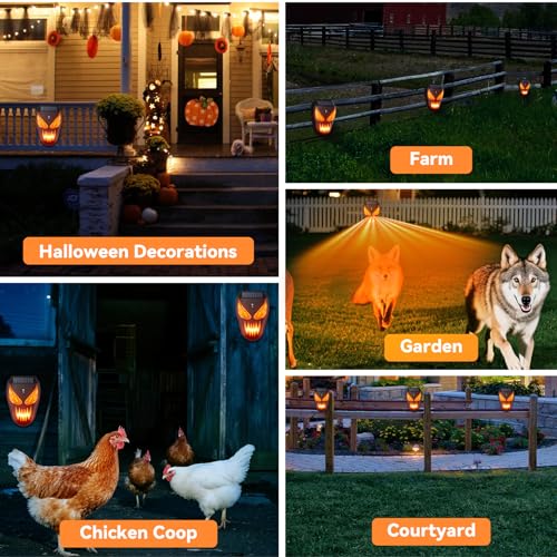 Solar Nocturnal Animal Repellent Outdoor, Waterproof Coyote Deterrent Devices with Predator Lights, Deer Repellent Devices - Repel Skunk Raccoon Opossum Fox Owl Hawk for Yard Garden Farm Chicken Coop