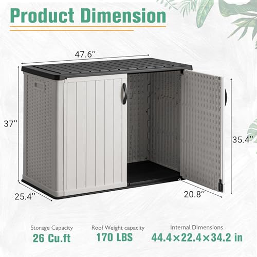 Greesum 26 CUFT Outdoor Storage Cabinet with 2 Lockable Doors, White - color: White Classic, size: 26 CUFT / Classic