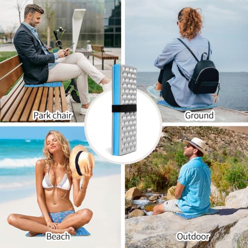 FOCHIER F Stadium Seat Pad, Foam Sitting Pad Mat, Diamond Foldable Camping Seat Cushion for Bleachers, Outdoor Hiking, Backpacking, Picnic, Fishing, Concert,Mountaineering - color: Blue 2PC