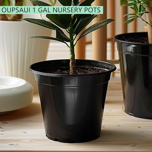 OUPSAUI 1 Gallon Pots for Plants,Flexible Gallon Plastic Nursery Pots with Drainage Holes, Plastic Pots for Outdoor Plants (1Gal-20pcs) - size: 1Gal-20pcs