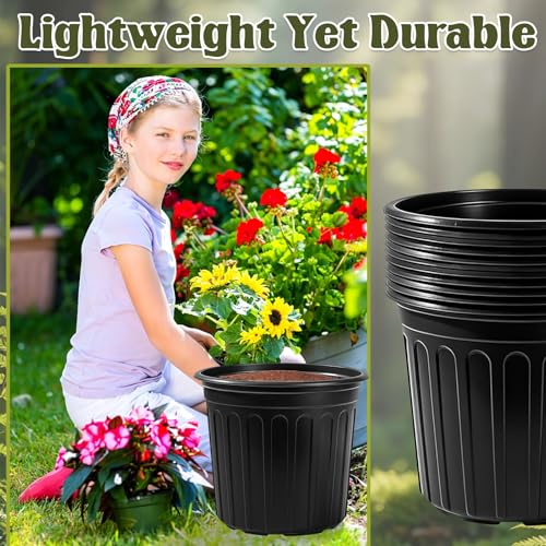 20 Pack 3 Gallon Plant Nursery Pots,Plastic Seedling Pot with Drainage Hole - size: 20 Pcs 3 Gallon