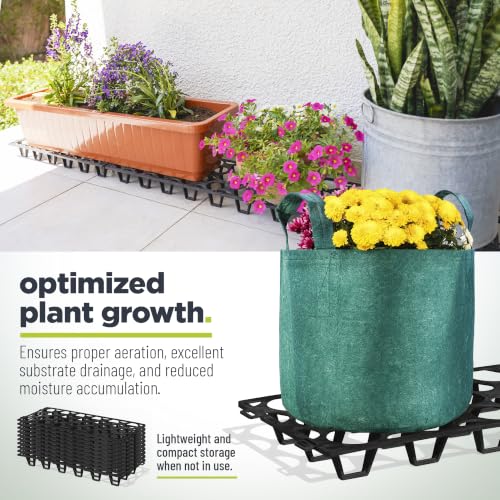 Plant Stand Outdoor – Plant Riser 7 Pack for Pots, Planters & Grow Bags | Heavy-Duty UV-Resistant Elevated Pot Stand for Drainage, Airflow, Root Health & Cleaner Patios – 19.7x7.5x2.4 in (Black) - color: Modular Black, size: 7 Pack