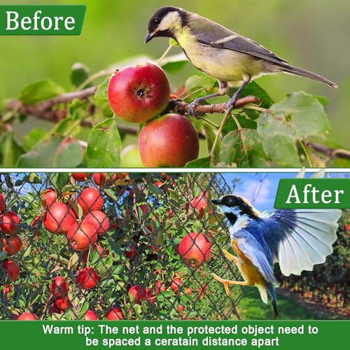 Bird Netting for Garden,8 X 65 Ft Reusable Protective Garden Netting Cover for Plants Fruit Trees Vegetables, 5/8in Mesh Heavy Duty Poultry Fence Animal Barrier with Ties and Staples - size: 8 X 65 Ft
