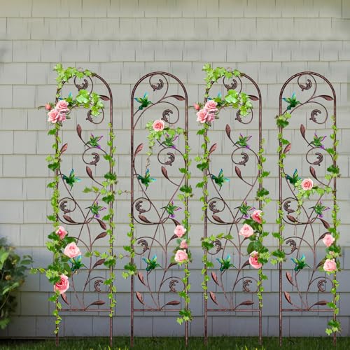aboxoo 4-Pack Hummingbird Metal Garden Trellis for Climbing Plants - color: Hummingbird, size: 4pcs