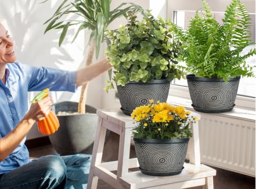 Quarut 10 Inch Flower Pots,3 Pack Planters for Outdoor Indoor - color: Drak Bown, size: 10 Inch