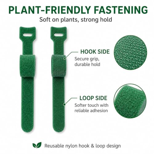 10PCS Garden Plant Ties with Hook & Loop - Reusable Adjustable Nylon Straps for Vines, Tomatoes, Stems, and Plant Support, Secure Non-Slip Fastening Clips - size: 10PCS