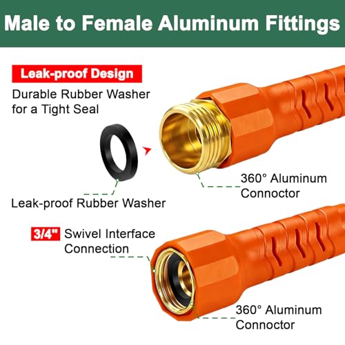 Garden Hose, 100Ft Ultra Flexible Water Hose, with 10 Function Sprayer,Ultra-Lightweight,Leak-Proof,Non-Slip Swivel Handles, Non-Kink Hoses for Yard, Lawn,Outdoor(OrangeBlack,100Ft) - color: OrangeBlack, size: 100 Ft