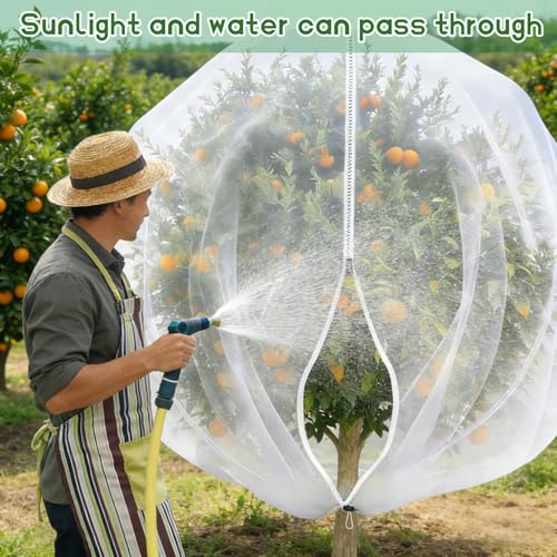 15X15 Feet Large Fruit Tree Netting Garden Netting with Zipper and Drawstring Plant Netting Insect Bird Cover for Fruits Vegetables Tree Garden Shrubs Protection - size: 15x15FT