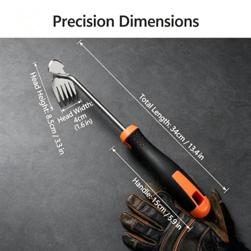 Hand Weed Remover Tool, Stainless Steel Weeder Puller with Rubber Handle, 13.3" Manual Weed Extractor for Dandelion Thistle, Lawn Vegetable Garden Backyard