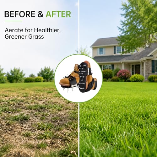 Lawn Aerator Shoes - 13 Pre-Installed 2-Inch Solid Metal Spikes, Aeration Shoes for Lawn, Lightweight Reinforced Nylon Sole, Lace-Up Design - color: Shoelace