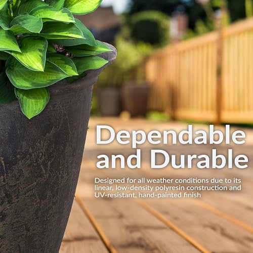 Sunnydaze Anjelica 24'' Large Plastic Planter Pot for Plants, Sable - color: Sable, size: 24 in