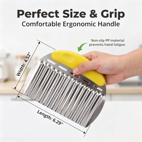 Crinkle Cutter French Fry Cutter, 2 Pack Stainless Steel Wavy Potato Slicer - color: Yellow & Green