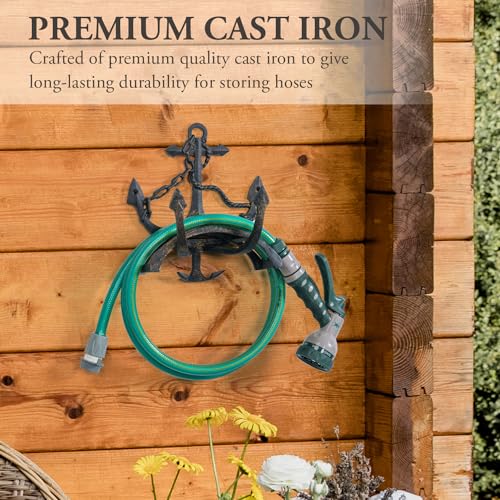 MyGift Cast Iron Garden Hose Hanger Wall Mount Ship Anchor Holder - style: Ship Anchor