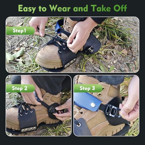 Aerator Shoes, Lawn Aerator Shoes for grass with Foot Protection ,Aeration Shoes for Lawn with Adjustable Strap, Pre-Assembled Aerating Shoes for Lawns, Gardens, and Courtyards (Black&Dark Blue)
