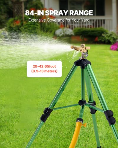 VEVOR Impact Sprinkler on Tripod Base, 2 Packs, Heavy Duty Tripod Sprinklers with Brass Head & 3/4" NH Connector, 360 Degree Large Area Irrigation Sprinkler, Adjustable Heights for Yard - size: 37", style: 2PC