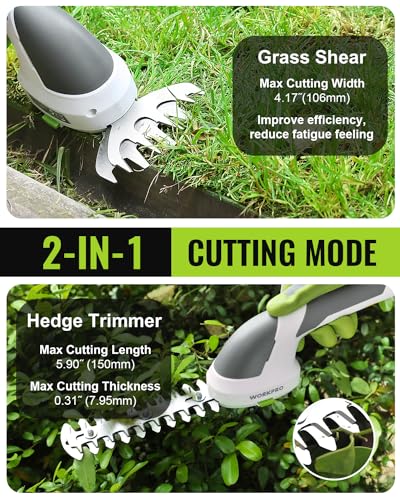 WORKPRO 7.2V Cordless Grass Shear & Shrubbery Trimmer - color: White