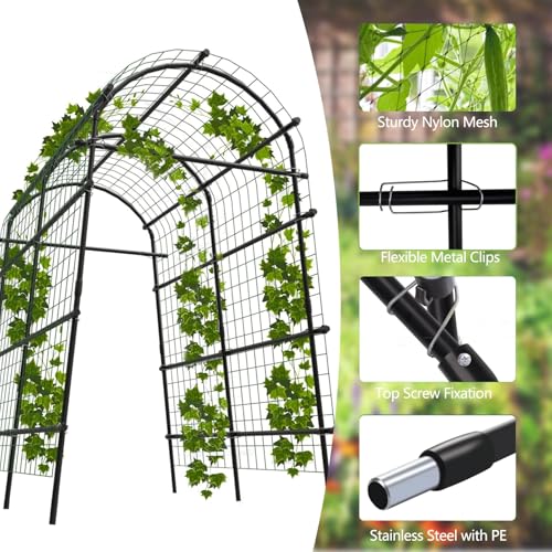 Garvee Metal Garden Arch Trellis 7.7Ft Black - size: 7.7x6x4 Ft