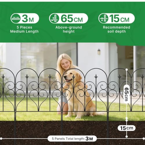 Thealyn Garden Fence 32" x 10ft, 5 Panels, No Digging Metal Barrier - size: 5 Panels-32 inch x 10 feet