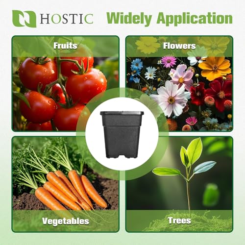 HOSTIC 3 Gallon Square Nursery Pots Flexible Plastic Pots for Plants Gallon Pot with Drainage Holes 10 Pcs - color: Black, size: 3 Gallon-10Pcs
